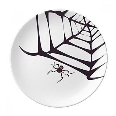 Imagem de Prato de sobremesa em porcelana preta, rede de aranha preta, 20 cm, jantar em casa