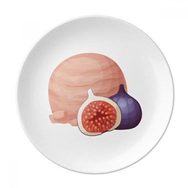 Imagem de Prato decorativo de porcelana para sorvete rosa de romã para mesa de jantar