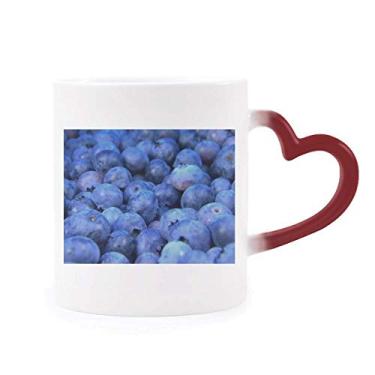Imagem de Caneca de frutas tropicais Fresh Blueberry com imagem sensível ao calor, caneca de grés que muda de cor vermelha