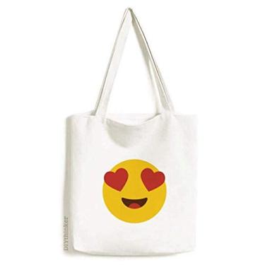 Imagem de Hearts Eyes Online Chat Face Cartoon Tote Canvas Bag Shopping Satchel Casual Bolsa