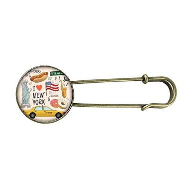 Imagem de Broche de metal retrô I Love New York Hot Dog Donuts America Texi