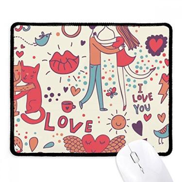 Imagem de Tapete de borracha para jogos Love Couple Flower Plant Paint Mousepad com borda costurada