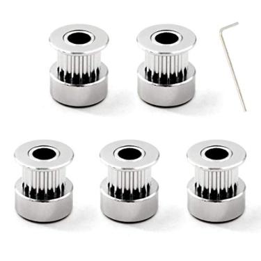 Imagem de Kit de polia de cinto de alumínio GT2 com 16 dentes de 5 mm e chave M2 para impressora 3D RepRap com 6 mm de largura (pacote com 5 peças), 16 teeth, bore 5mm