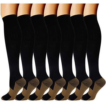 Imagem de Double Couple 7 pares de meias de compressão de cobre para homens e mulheres 20-30 mmHg meias de altura do joelho