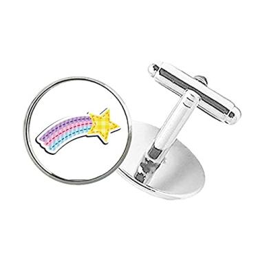 Imagem de DIYthinker Abotoaduras com clipe de punho redondo de meteoro do universo e alienígena