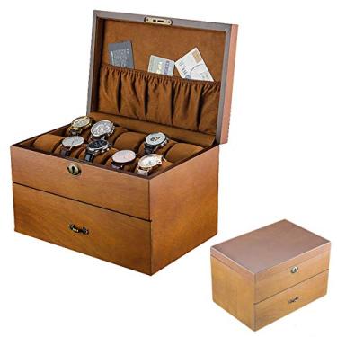 Imagem de Organizador de Caixa de Relógio para Homens com 1 Gaveta - Caixa de Relógio de Luxo com 20 Fendas com Tampa Sólida e Fechadura | Porta-joias de relógios de pulso masculinos, 12 × 8 × 7 pol.