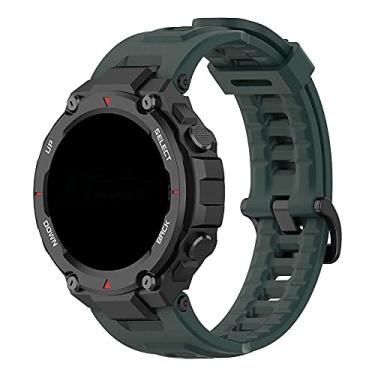 Imagem de Pulseira de Silicone compatível com Amazfit Sport T-Rex A1919 A1918 - Marca LTIMPORTS (Verde Oliva)