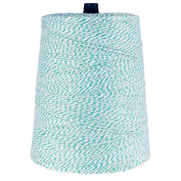 Imagem de Barbante de algodão e poliéster com 4 camadas variegado – cone de 900 g – Fio para cozinha padaria para todos os fins de uso em casa (verde e branco)