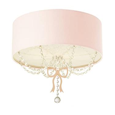 Imagem de Luminária Plafon Infantil Laço Cúpula Rosa 40X15 2E27
