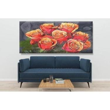 Imagem de Quadro Decorativo Grande Floral D'amour Rose - 150X80cm - Tendenci