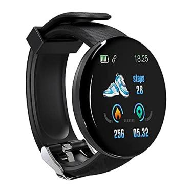 Imagem de D18 relógio inteligente portátil redondo smartwatch feminino relógio à prova d'água Sports Tracker WhatsApp para Ios relógio