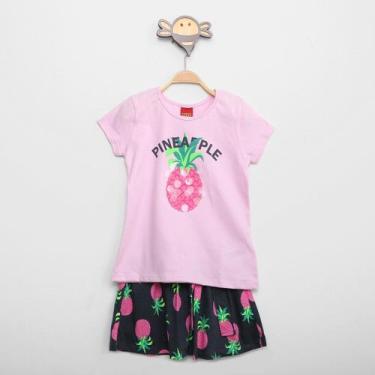 Imagem de Conjunto Infantil Kyly Camiseta E Short Abacaxi Menina 2 Peças