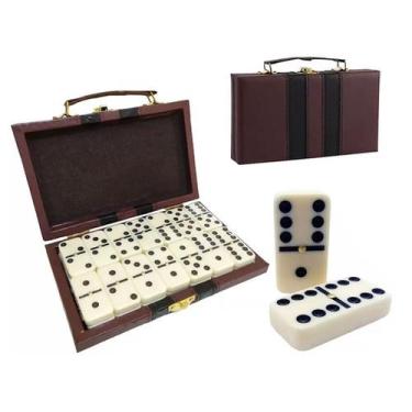 Jogo Domino Profissional Osso Colorido 28 Peças Com Estojo