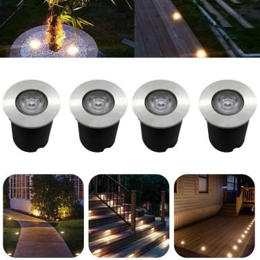 Imagem de Kit 4 Luminárias Balizadores Spot Led SMD Em PVC De 1W Luz Branco Quente De Embutir Em...