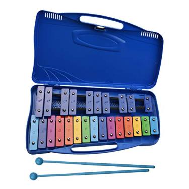 Imagem de Hosioe 25 Notas Glockenspiel Xilofone Mão Bata Xilofone Percussão Ritmo Musical Instrumento de Ensino Educacional Brinquedo com Caixa 2 Marretas para Bebês Crianças Crianças