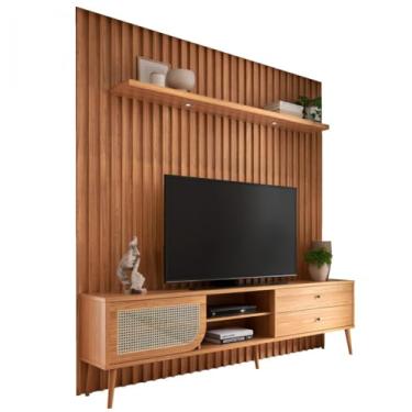Imagem de Kit Painel para TV + Rack Tela 220cm com 2 Gavetas e Porta de Correr - TB323
