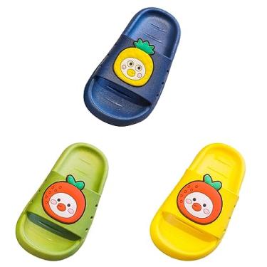 Imagem de Sandálias fofas para crianças meninas banheiro fundo antimacio meninos e meninas crianças frutas tamanho 5 sapatos infantis menina, Amarelo + verde + azul, 12 Little Kid