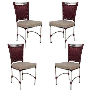 Imagem de 4 Cadeiras em Alumínio e Fibra Sintética JK Cozinha Edícula