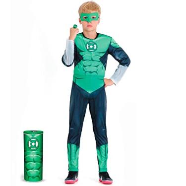 Imagem de Fantasia Lanterna Verde Infantil Premium Longa Com Máscara e Anel P 2-4