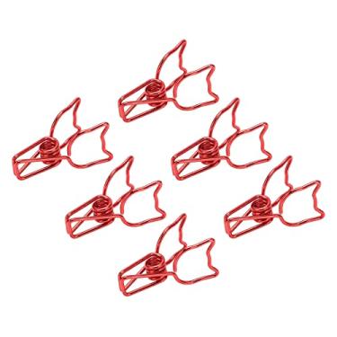 Imagem de Grampos de fichário de metal resistente amplamente utilizados em forma de gato, 100 peças para roupas, grampos de fichário de metal, forte fixação cutafor roupas (vermelho)