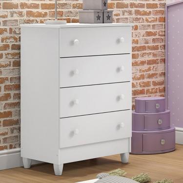 Imagem de Cômoda 4 Gavetas Ariel Carolina Baby - Branco Brilho