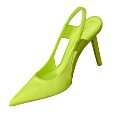 Imagem de CsgrFagr 2023 primavera e outono nova seda bico fino sapatos únicos salto fino sandálias femininas de couro, Amarelo, 7.5