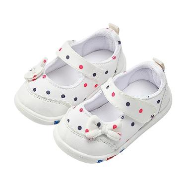 Imagem de Sandálias para meninas, crianças, laço, estampa floral, sapatos de lona antiderrapantes, sapatos de lona para bebês confortáveis e confortáveis tênis individuais, Branco, 5 Infant