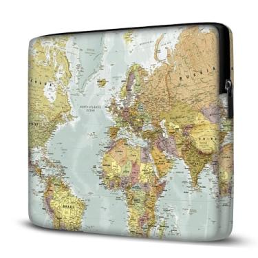 Imagem de Pasta Maleta Capa Case Para Laptop Notebook Compatível com MacBook, Dell, Samsung, Acer UltraBook, 17,3" Mapa Mundi