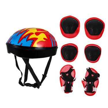 Imagem de BIUDECO 1 Conjunto capacete infantil joelheira travesseiro joelho protetores de pulso de cabeça equipamento de skate ar livre equipamentos de proteção almofada de segurança