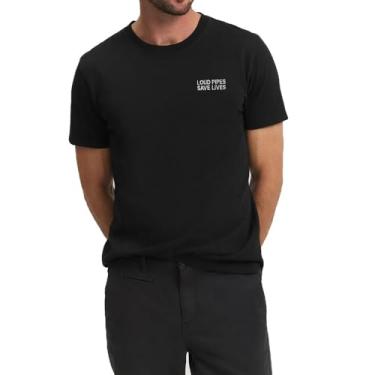 Imagem de Camisetas masculinas casuais Loud Pipes Save Lives bordadas de algodão premium confortáveis e macias de manga curta, Preto, G