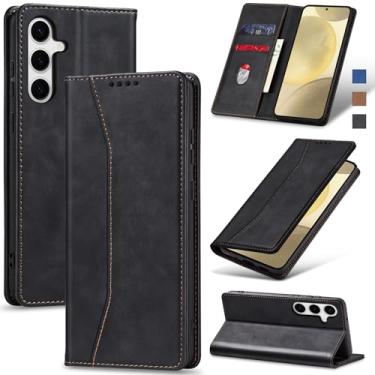 Imagem de Jasonyu Flip Carteira Capa para Samsung S24 5G,Capinha Folio Magnética de Couro com Suporte para Cartão,Suporte para Chute - Protetora Durável de TPU à Prova de Choque para Telefone,Preto