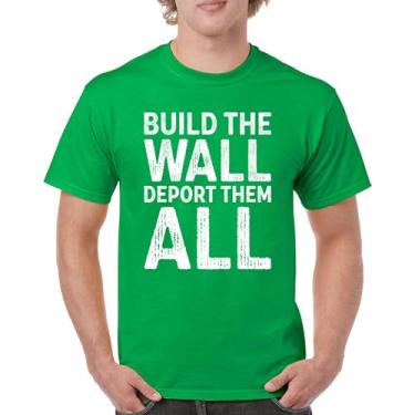Imagem de Camiseta masculina Build The Wall Deport Them All Trump 2024 Illegal Immigration MAGA America First President 45 47, Verde, 4G