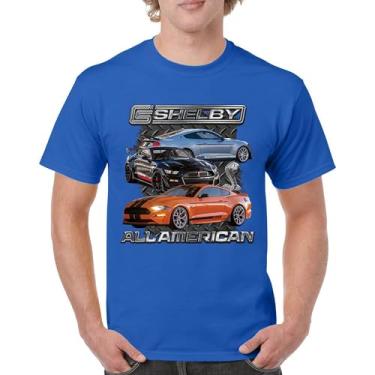 Imagem de Camiseta masculina Shelby All American Cobra Mustang Muscle Car Racing GT 350 GT 500 Performance Powered by Ford, Azul, 4G