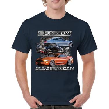 Imagem de Camiseta masculina Shelby All American Cobra Mustang Muscle Car Racing GT 350 GT 500 Performance Powered by Ford, Azul marinho, P