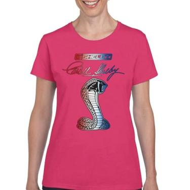 Imagem de Camiseta feminina Shelby Cobra American Classic Muscle Car Mustang GT500 GT350 Racing Performance Powered by Ford, Rosa choque, GG