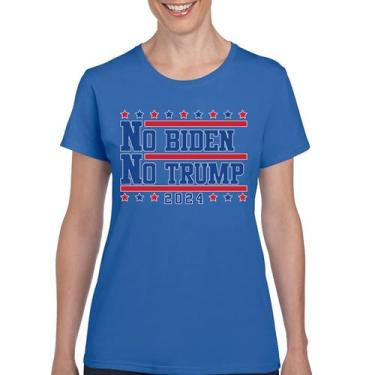 Imagem de Camiseta No Biden No Trump 2024 Vote Eleição Presidencial Candidato Democrata Republicano Independente Camiseta Feminina, Azul, XXG