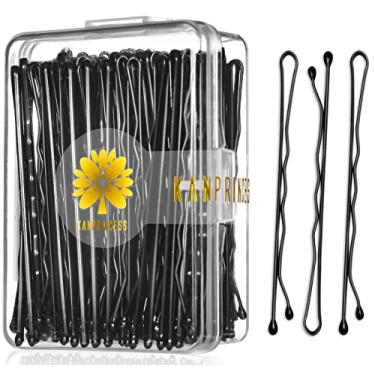 Imagem de KANPRINCESS 100 peças de grampos de 6 cm pretos, sem dor para todos os tipos de cabelo, grampos de cabelo para mulheres e meninas, grampos de cabelo para pães com caixa (preto)