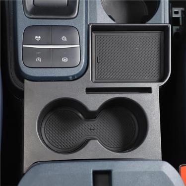 Imagem de Bandeja organizadora para console central de carro compatível com Ford Maverick 2022-2024, caixa de armazenamento de montagem de inserção, acessórios internos ABS, organizador de apoio de braço