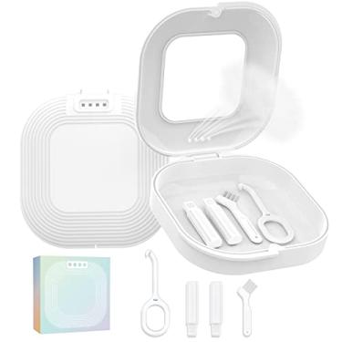 Imagem de HEMILAB Estojo retentor com espelho, estojo alinhador fino com orifícios de ventilação, compatível com Invisalign, caixa de proteção de boca com ferramenta de remoção de retentor, branca