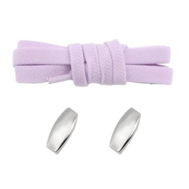 Imagem de Lock Elastic Laces Sneakers Tennis Shoelaces Without Ties Adult Kids Flat No Tie Shoelace For Shoes Accessories (Color : Light Purple)