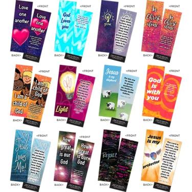 Imagem de Marcadores de livros infantis e juvenis, pacote sortido de 60 | Versículos de memória populares | 12 designs, 5 de cada | Ótimo presente para construir fé e compartilhar o evangelho | para jovens e crianças | Sortido 3