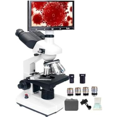 Imagem de Microscópios trinoculares de alta definição 30.000x, 50.000x e 70.000x para experimentos científicos do ensino fundamental, médio e médio, 185 objetivas acromáticas, display giratório de 360