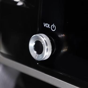 Imagem de Aunginsy Tampa de acabamento de botão de volume de som de console central de alumínio compatível com Toyota Tundra/Sequoia 2022-2023 anel de proteção do botão de volume do carro multimídia som som