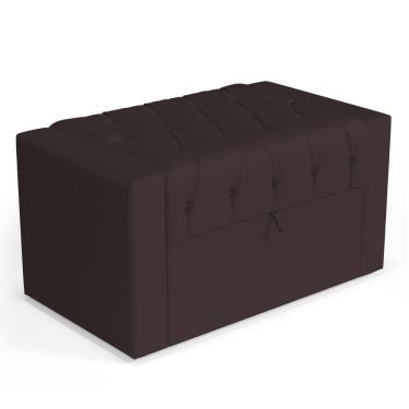 Imagem de Calçadeira Báu Solteiro Atena 90cm Capitonê Suede Marrom - Desk Design