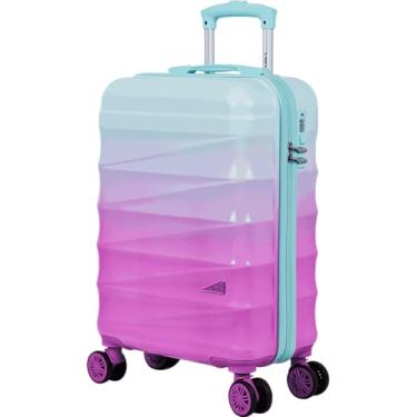 Imagem de Mala de Viagem Grande 28 Yins Gradiente YS21105 com 4 Rodas Giro 360º em ABS + Policarbonato - Azul com Rosa