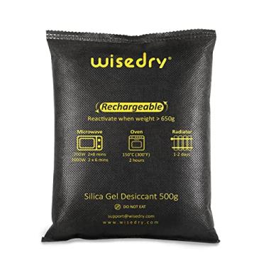 Imagem de wisedry 2 x 500 gramas [1 kg] Desumidificador de carro recarregável de gel de sílica, pacotes dessecantes reativados rápidos para micro-ondas grandes para armários, armazenamento de garagem, bolsa