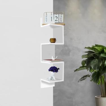 Imagem de Prateleira De Canto Livros Nicho Mdf Branco Decoração (Branco)