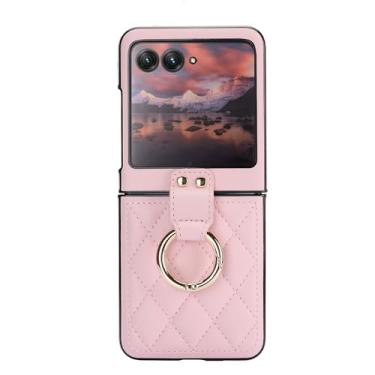 Imagem de Capa de telefone dobrável ultra elegante para Motorola Razr 40 com suporte de anel, capa leve antiqueda - capa de telefone de proteção aprimorada mulher menina (ouro rosa)