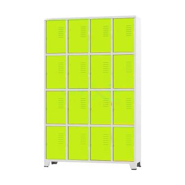 Imagem de Armário Roupeiro De Aço Para Vestiário 16 Portas Locker Verde com Chave