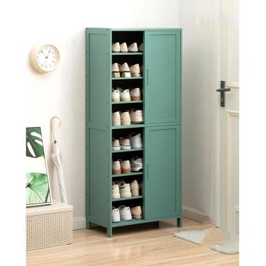 Imagem de Rack de sapato Armário de armazenamento de sapato verde, rack de sapato de bambu saudável e independente Organizador de rack de sapato portátil que economiza espaço, durável e estável para e